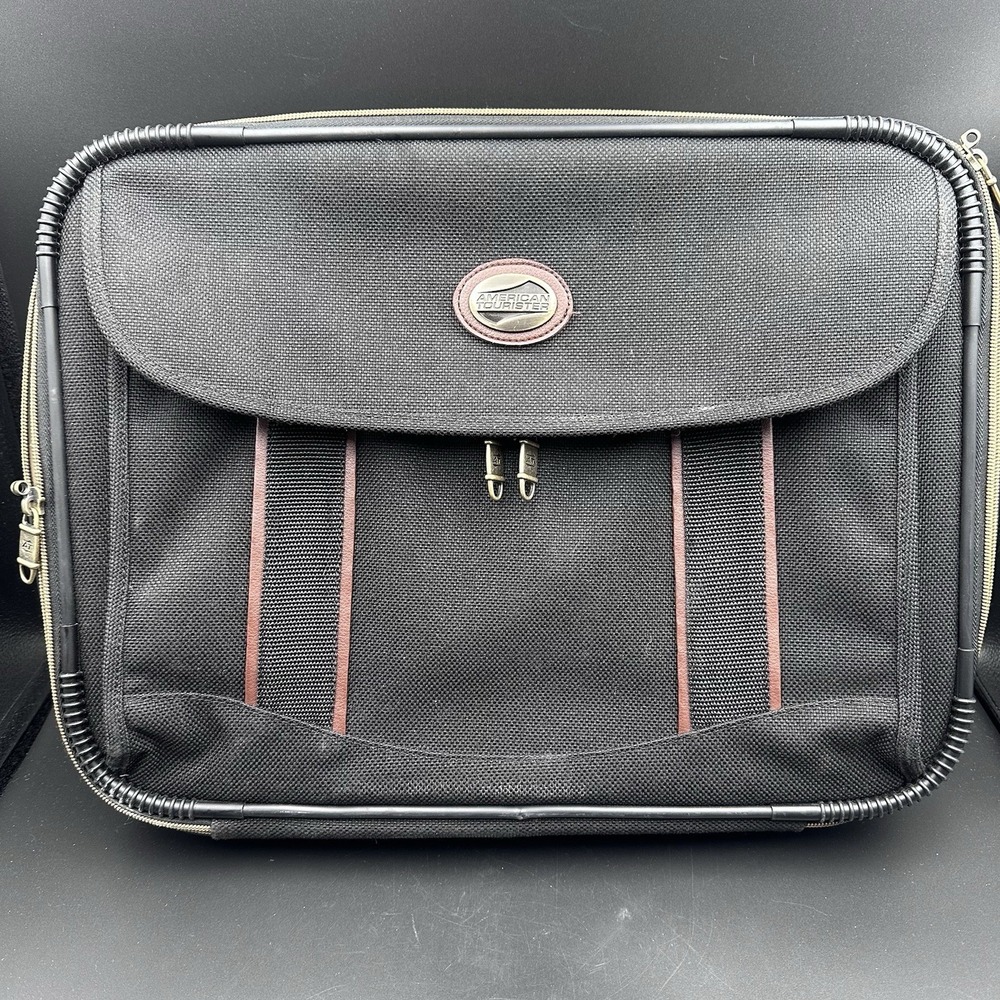 American Tourister  Briefcase Men's Black Brown Nylon Professional Laptop Bag